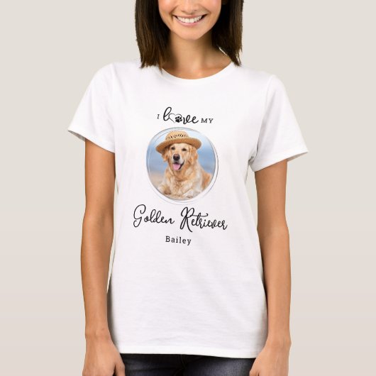 Ich Liebe mein Golden Retriever Personalisiert Hun T-Shirt (Vorderseite)