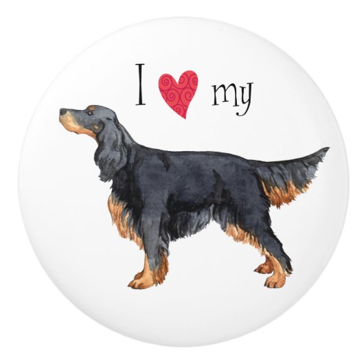 Ich Liebe mein Gordon Setter Keramikknauf (Vorderseite)