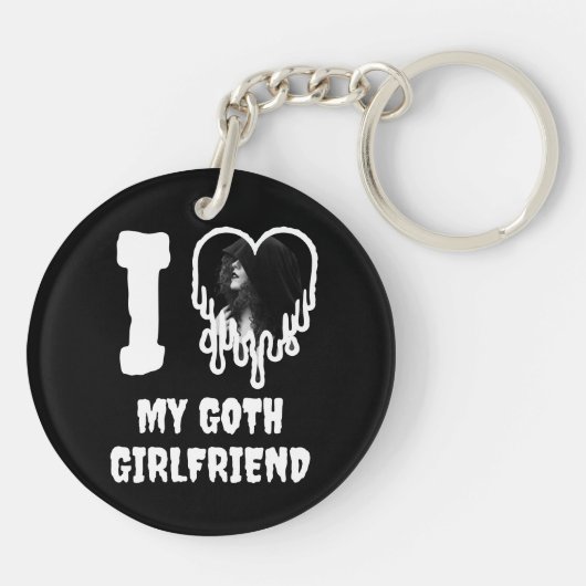 Ich Liebe mein Goth Girlfriend Driving Heart Foto Schlüsselanhänger (Rückseite)