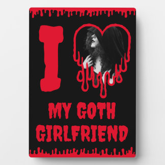 Ich liebe mein Goth-Girlfriend tropfendes rotes He Fotoplatte