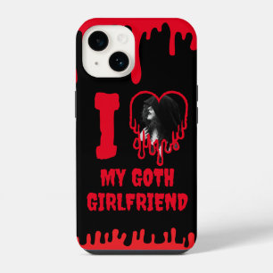 Ich liebe mein Goth-Girlfriend tropfendes rotes He iPhone 14 Hülle