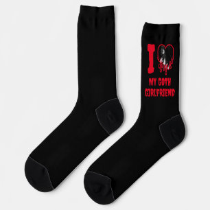 Ich liebe mein Goth-Girlfriend tropfendes rotes He Socken