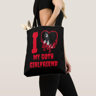 Ich liebe mein Goth-Girlfriend tropfendes rotes He Tasche