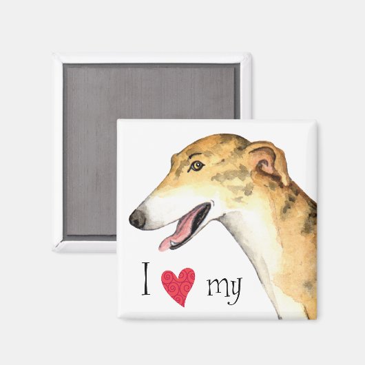Ich Liebe mein Greyhound Magnet (Vorderseite/Rückseite)