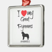 Ich Liebe mein großer Pyrenäenhund Silbernes Ornament (Links)
