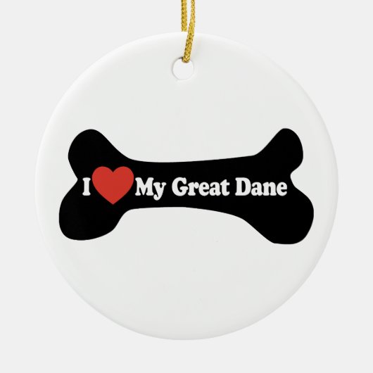 Ich Liebe mein großes Ding - Hundebone Keramikornament (Vorne)