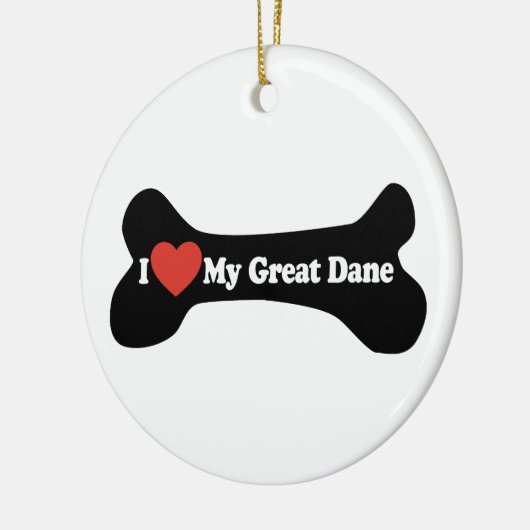 Ich Liebe mein großes Ding - Hundebone Keramikornament (Links)