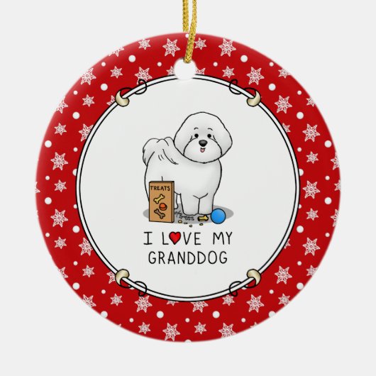 Ich Liebe mein Großhund Bichon Frise Dog Großmutte Keramik Ornament (Vorne)
