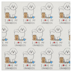 Ich Liebe mein Großhund Bichon Frise Hund, Großwel Stoff