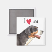 Ich Liebe mein Großschweizer Hund Magnet (Vorderseite/Rückseite)