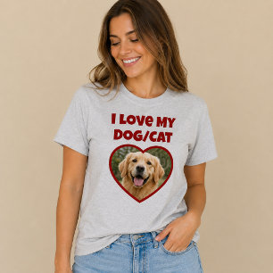 Ich liebe mein Haustier/Hund/Katze Foto T-Shirt