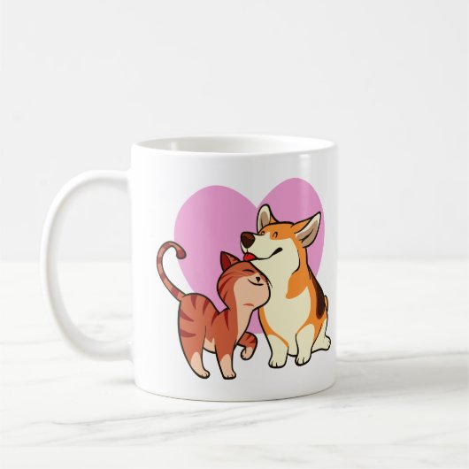 Ich Liebe mein Haustier | Katze und Hund Kaffeetasse (Links)