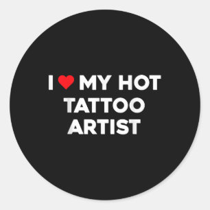 Ich Liebe mein heißer Tattoo-Künstler Valentine Bo Runder Aufkleber