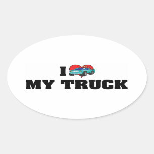Ich liebe mein Herz-LKW - LKW-Liebhaber Ovaler Aufkleber