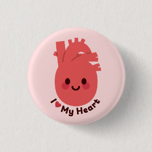 Ich Liebe mein Herz - Niedlich lächelndes Herz Button