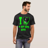 Ich Liebe mein Hot Goth Ehefrau Green Dripping Hea T-Shirt (Vorne ganz)