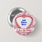 Ich Liebe mein Hubby! Foto Red Hearts Button (Vorne & Hinten)