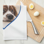 Ich Liebe mein Hund Blue Heart Foto Pet Name Geschirrtuch (Viertel Falte)