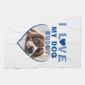Ich Liebe mein Hund Blue Heart Foto Pet Name Geschirrtuch (Horizontal)