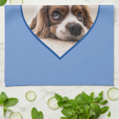 Ich Liebe mein Hund Blue Heart Foto Pet Name Geschirrtuch (Gefaltet)