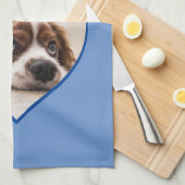 Ich Liebe mein Hund Blue Heart Foto Pet Name Geschirrtuch (Viertel Falte)