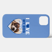 Ich Liebe mein Hund Blue Heart Pet Name Foto Case-Mate iPhone Hülle (Rückseite (Horizontal))