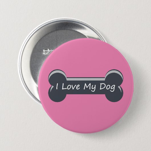 Ich Liebe mein Hund | Dog Bone Button (Vorne & Hinten)
