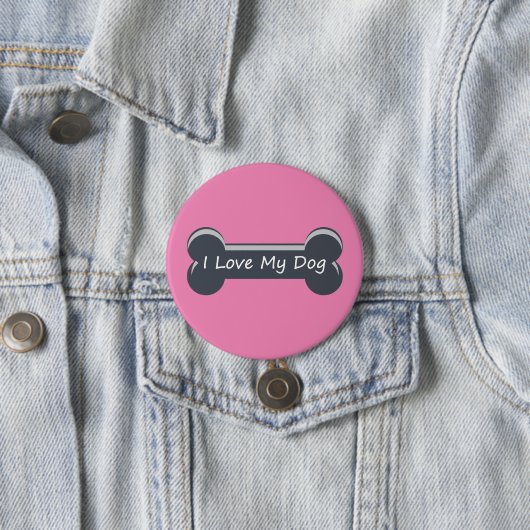 Ich Liebe mein Hund | Dog Bone Button (Beispiel)