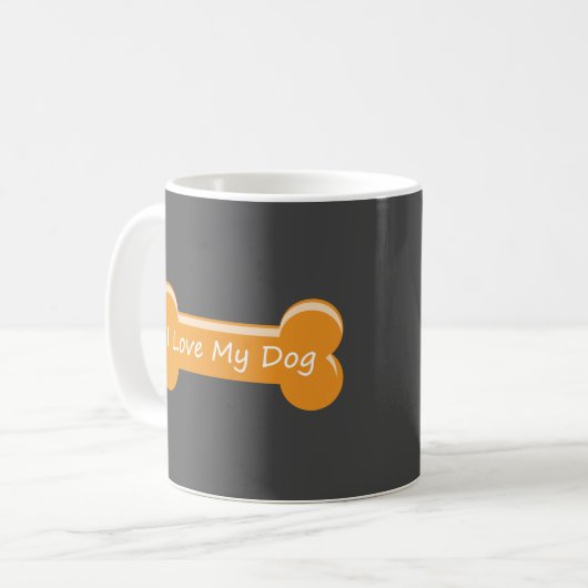 Ich Liebe mein Hund | Dog Bone Kaffeetasse (Vorderseite Links)