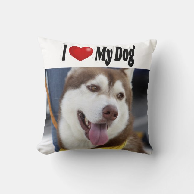 Ich Liebe mein Hund Foto Kissen (Vorderseite)