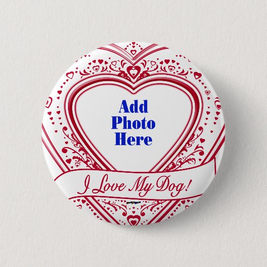 Ich Liebe mein Hund! Foto Red Hearts Button (Vorderseite)
