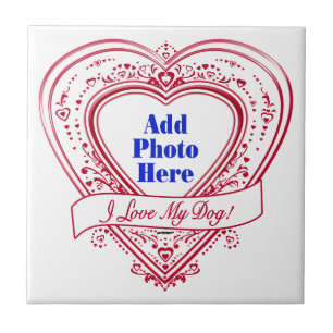 Ich Liebe mein Hund! Foto Red Hearts Fliese