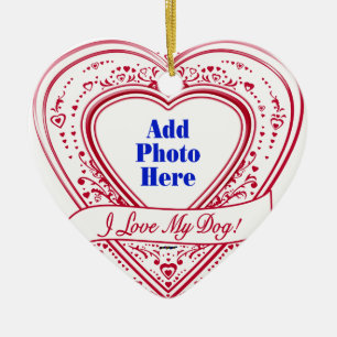 Ich Liebe mein Hund! Foto Red Hearts Keramikornament