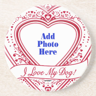 Ich Liebe mein Hund! Foto Red Hearts Sandstein Untersetzer