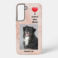 Ich Liebe Mein Hund Foto und Name auf rosa Marmor