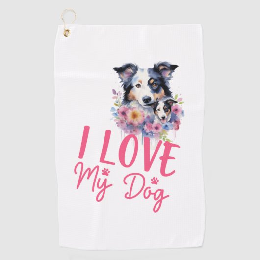 Ich Liebe mein Hund Golfhandtuch (Vorderseite)