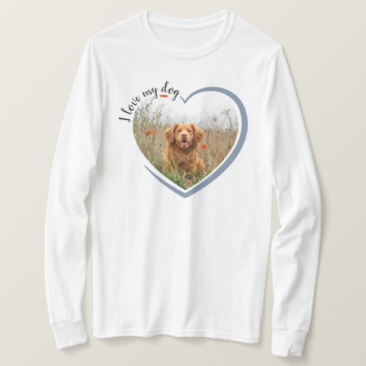 Ich Liebe mein Hund Herz Foto lange geschlafen T-Shirt (Design vorne)