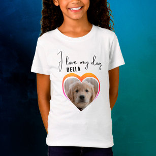 Ich Liebe mein Hund Herz Foto Name Mädchen T-Shirt