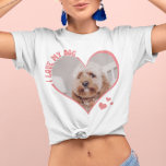 Ich Liebe mein Hund Herz Foto Weiß T-Shirt<br><div class="desc">Für alle Hundefreunde! Niedlicher Retro-Schriftart,  der "I Liebe My Dog" sagt - lädt ein Foto Ihres Hundes in das Herz (am besten zum Ernten vor dem Hochladen). Farben können im Abschnitt "Bearbeiten mit dem Entwurfswerkzeug" geändert werden. Perfektes Geschenk für alle Hundefreunde auf Ihrer Liste. Erhältlich in schwarz. ©Marisu Valencia</div>