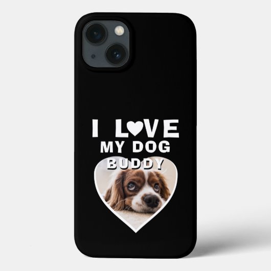 Ich Liebe mein Hund Herz Pet Name Foto Schwarz Case-Mate iPhone Hülle (Rückseite)