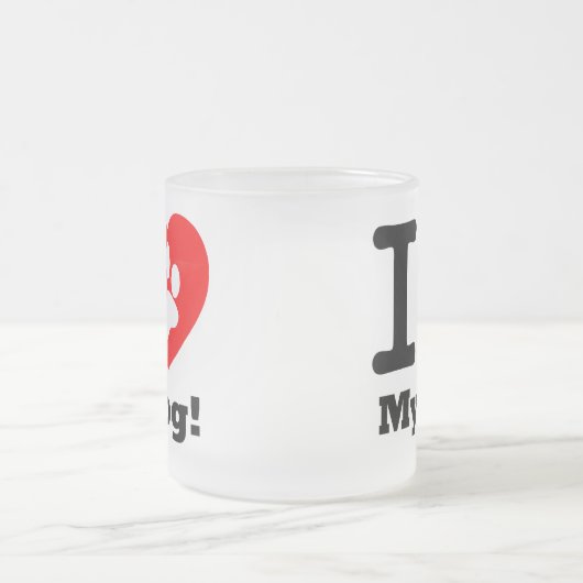 Ich Liebe mein Hund Mattglastasse (Mittel)