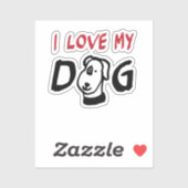 Ich Liebe Mein Hund mit Hundeillustrierung Aufkleber (Blatt)