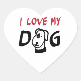 Ich Liebe Mein Hund mit Hundeillustrierung Herz-Aufkleber