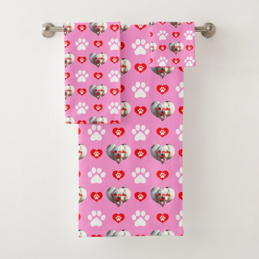 Ich Liebe mein Hund Muster für benutzerdefinierte Badhandtuch Set (Insitu)