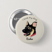 Ich Liebe mein Hund Niedliche deutsche Schäferpupp Button (Vorne & Hinten)