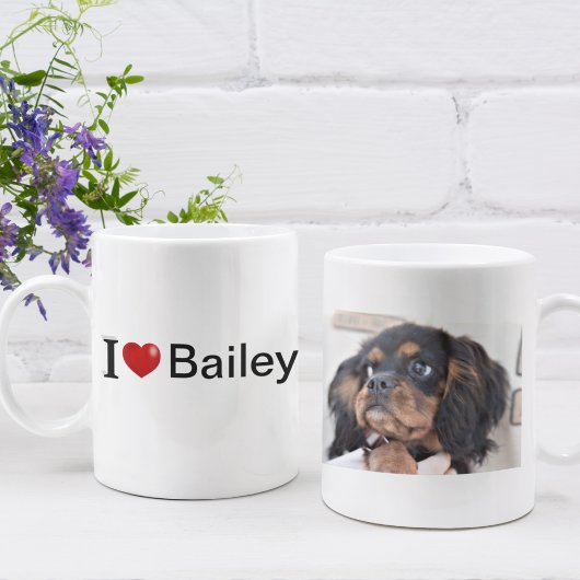Ich Liebe Mein Hund personalisiertes Foto Kaffeetasse