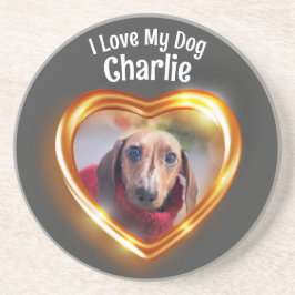 Ich Liebe mein Hund Pet leuchten Herz Getränkeuntersetzer