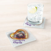 Ich Liebe mein Hund Pet leuchten Herz Glasuntersetzer (Schrägansicht)