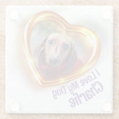 Ich Liebe mein Hund Pet leuchten Herz Glasuntersetzer (Rückseite)