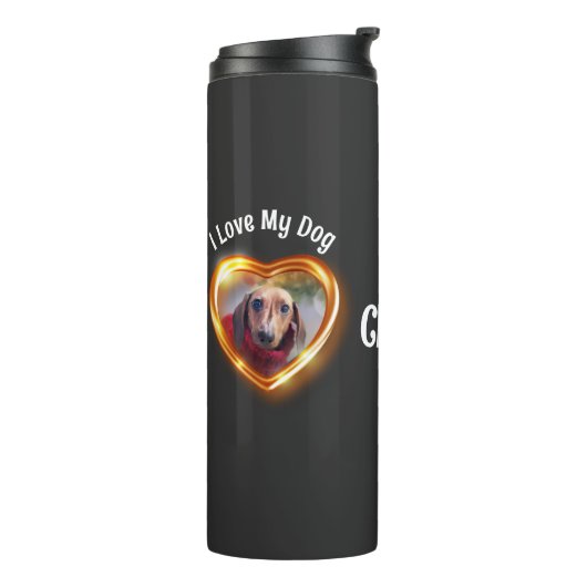 Ich Liebe mein Hund Pet leuchten Herz Thermosbecher (Nach links gedreht)